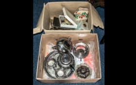 Box of Assorted Plated Ware comprising silver plated Teapot, Sugar Bowl and Milk Jug by William