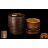A Treen Collar Box, lift off lid with central well for studs, the cover with tooled decoration.