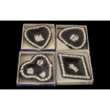 Wedgwood Black Jasper Card Suite four round sweet dishes, Diamond, Spade, Heart and Club.