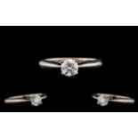 Contemporary 18ct White Gold High Quality Single Stone Diamond Set Dress Ring, marked 750 to