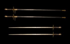 Pair of Indian Swords, 98 cm in length, decoration to blades. Two swords in total, see images.