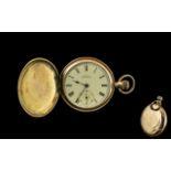 Gold Plated Waltham Watch with white enamel dial; A W W Co. Waltham, Mass.