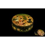 Small Persian Lidded Round Laquered Box,