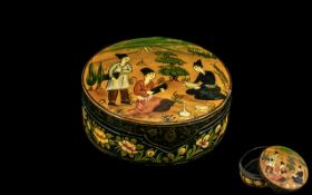 Small Persian Lidded Round Laquered Box,