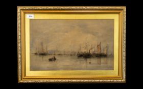 Charles E Dixon Harbour Scene Framed Watercolour