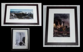 Railway Interest - Three Framed Railway Photographs by P. Laurence, comprising 'Leander Crossing