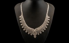 White Crystal Necklace and Earrings,