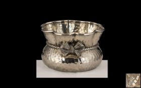 Greek Excellent Quality Hammered & Planished Bowl with bow tie decoration to centre of bowl.