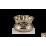 Greek Excellent Quality Hammered & Planished Bowl with bow tie decoration to centre of bowl.