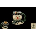 Royal Doulton - Scarce Hand Painted Miniature Character Jug ' Snowman ' Handle, A Black Scarf.
