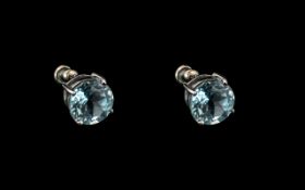 Pair of Blue Topaz Ladies Sterling Silver Stud Earrings.