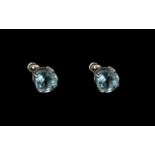 Pair of Blue Topaz Ladies Sterling Silver Stud Earrings.