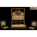 Art Deco Period Edward VIII Top Quality ( 16 ) Piece Set of Silver and Bakelite Handled Fish Knives