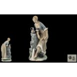 Nao by Lladro Large Hand Painted Porcelain Figure ' Female Water Carrier ' Standing at the Water