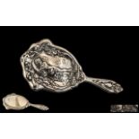 Art Nouveau Excellent Quality Ladies Silver Hand Mirror with Excellent Embossed Images.