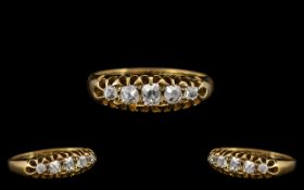 Antique Period 18ct Gold Pleasing 5 Stone Diamond Set Ring Gallery Setting with full hallmark to