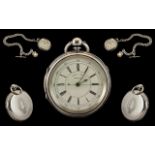 Victorian Period Large and Impressive Sterling Silver Center Seconds Chronograph Pocket Watch.