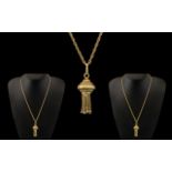 9ct Yellow Gold - Attractive Rope Twist Chain with Attached 9ct Gold Tazzel Drop Pendant.
