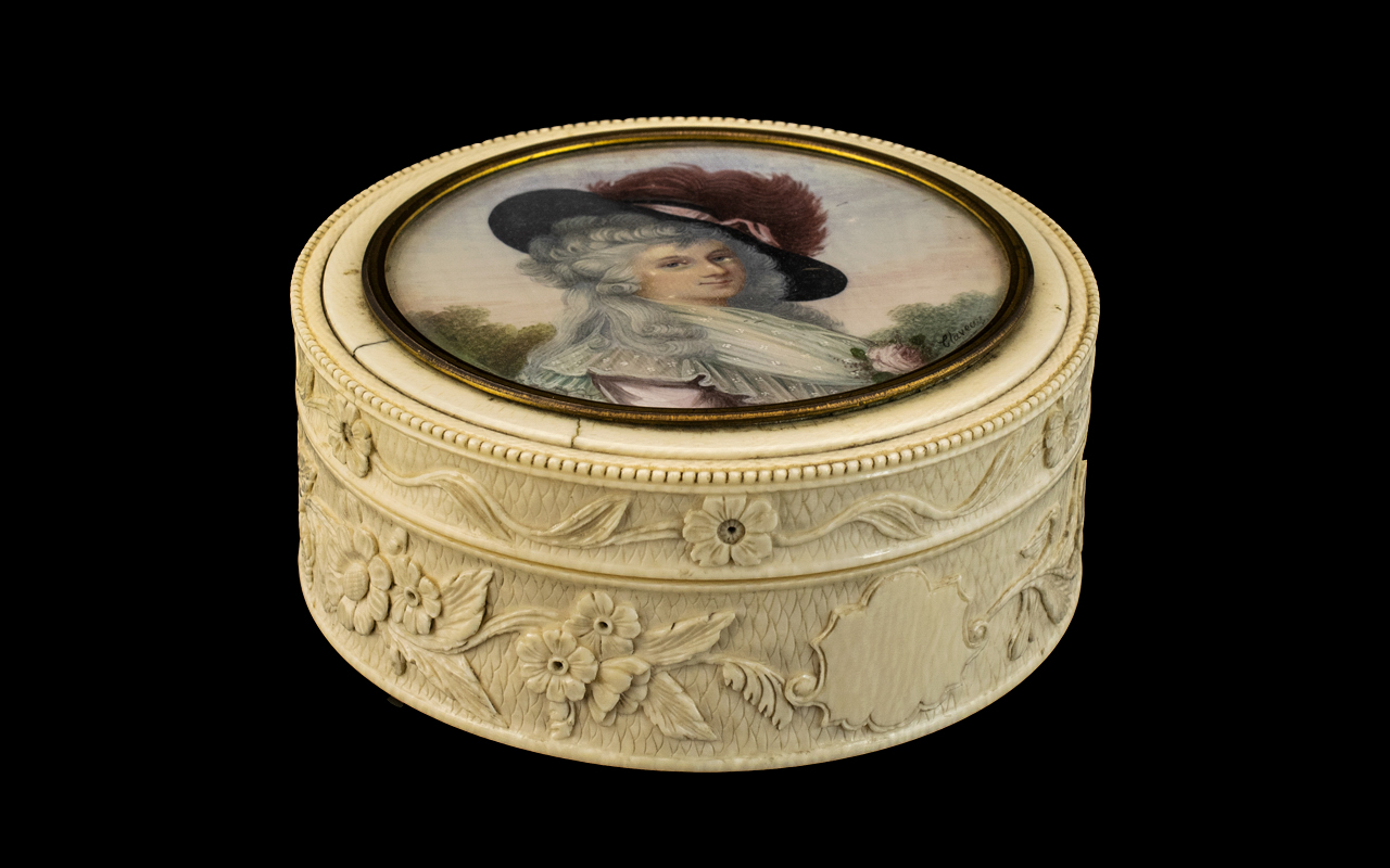 French - Early 19th Century Superb Quality - Signed Portrait Miniature on Ivory of A French Noble - Bild 2 aus 2