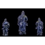 Antique Chinese Large Carved Lapis Lazuli Figure depicting a Chinese deity,