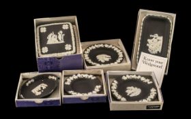 Collection of Wedgwood Black Jasper, 6 assorted pieces, comprising a lidded square Candy Box,