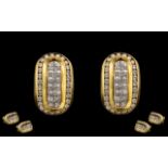 18ct Yellow Gold Stunning Pair of Attractive Diamond Set Earrings, Wonderful Design.