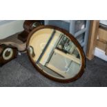 Large Oval Wooden Framed Mirror, vintage style, mirror with bevelled edges. Measures 32" x 23".