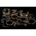 Mixed Lot of Silver Jewellery to include earrings, chains, pendants, bangles, bracelets, etc.