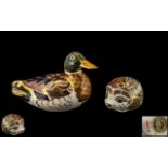 Royal Crown Derby Hand Painted Pair of Paperweights ( 2 ) In Total. Comprises 1/ ' Mallard ' Drake.