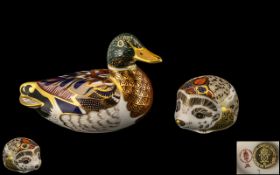 Royal Crown Derby Hand Painted Pair of Paperweights ( 2 ) In Total. Comprises 1/ ' Mallard ' Drake.