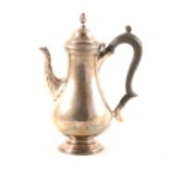 Edwardian silver coffee pot, maker's marks rubbed, Chester 1904