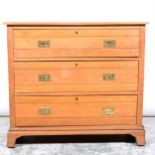 A Victorian satin walnut chest of drawers, fitted with three long drawers, bracket feet, width