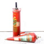 A vintage conical fire extinguisher and an Ignex fire extinguisher.
