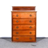 An Edwardian inlaid mahogany music cabinet, five flap front drawers (defective), width 56cm.