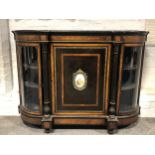 Victorian burr walnut and ebonised credenza,