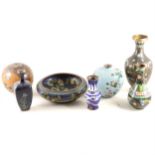 A Japanese cloisonné vase, and other cloisonné wares