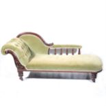 A Victorian stained walnut framed chaise-longue