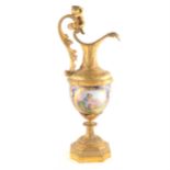 Sevres style Bleu de Roi porcelain and gilt metal ewer