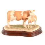 Border Fine Arts - Simmental Cow and Calf, limited edition 605/1500, boxed.