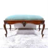 A Victorian walnut long stool