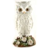 A Victorian porcelain lamp base, designed as an owl