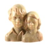 Eric Griffiths for the Fulham Pottery, bust of two children