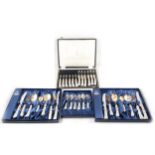 Quantity of Samuel Peace porcelain handled cutlery, boxed.
