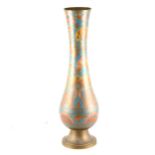 Middle Eastern brass and enamelled vase, 60cm.
