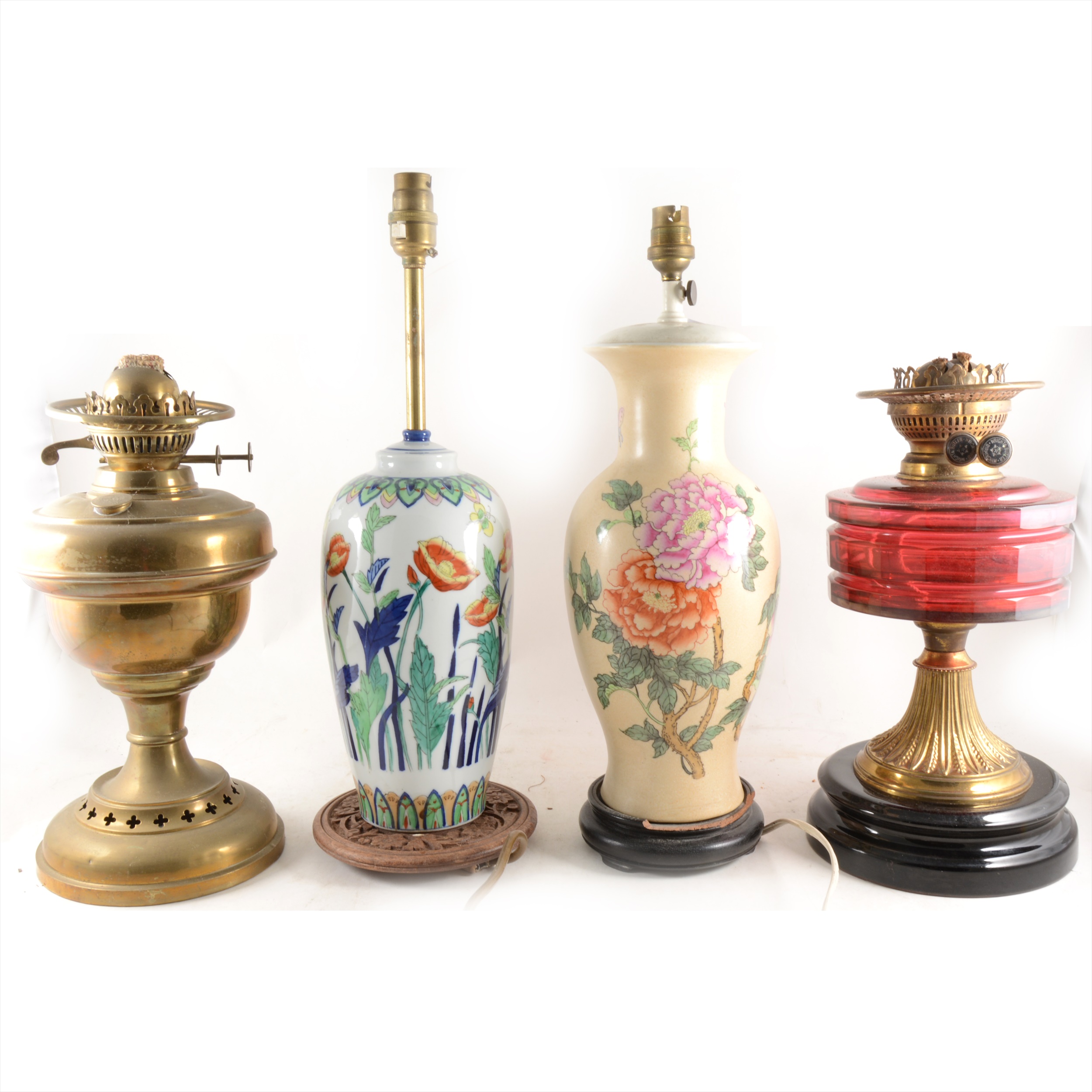 A collection of six oil lamps