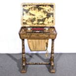 China Trade gilt painted and black lacquered work table.