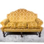 Sofa of 18th Century design, upholstered in sculptured Old Gold velour