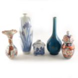 A Japanese porcelain vase, decorated with irises, and other Oriental ceramics.