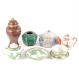 Small selection of Asian ceramics and a cloisonné vase and cover