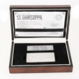 SS Gairsoppa WWII commemorative silver 10oz 50 dollar ingot, cased, limited edition 0108/4700.
